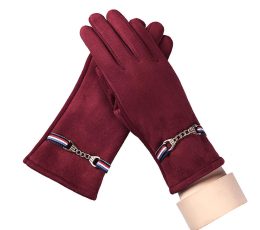 Jawalson Female Wrist Plus Cashmere Cotton Fashion Flowers Mittens Women Full Finger Touch Screen Gloves