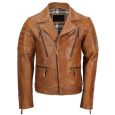 Jawalson Tan Biker Style Sheep Leather Jacket