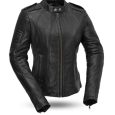 Jawlason Womens Biker Leather Jacket Scooter Style Motorbike Jacket