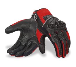 Jawalson Motorcycle Gloves, Leather and Breathable Summer Mesh Touch Screen Motorbike Powersports Racing ATV Riding Gloves (Medium, Black/Red)