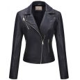 Jawalson Women’s PU Leather Jacket, Moto Biker Jacket with Zip Pockets, Vintage Short Coat for Autumn, Spring