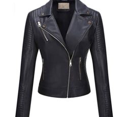 Jawalson Women's PU Leather Jacket, Moto Biker Jacket with Zip Pockets, Vintage Short Coat for Autumn, Spring